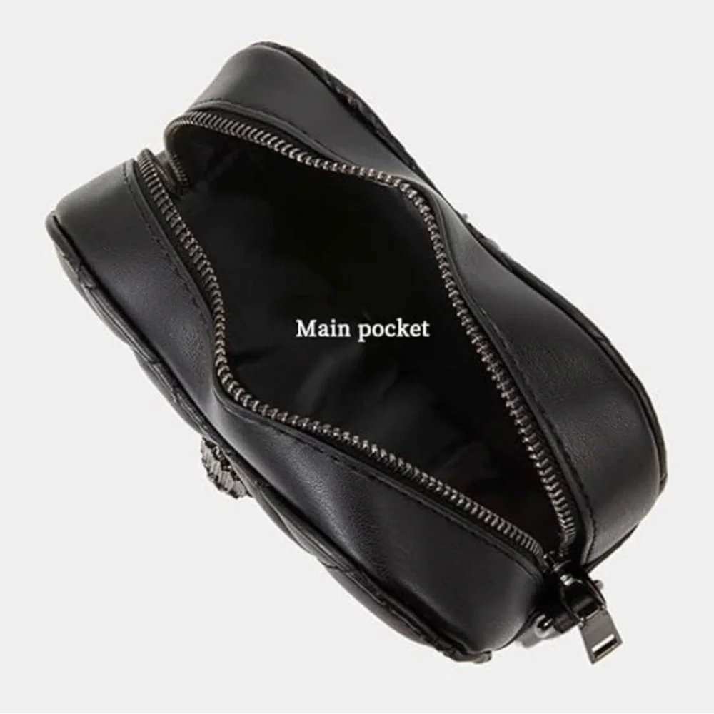 Kurt Geiger Black Quilted Heart Crossbody Bag - Picture 5 of 6